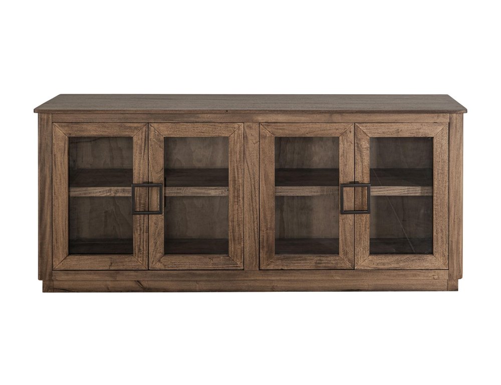 68" Brown Distressed Wood Sideboard with 4 Doors