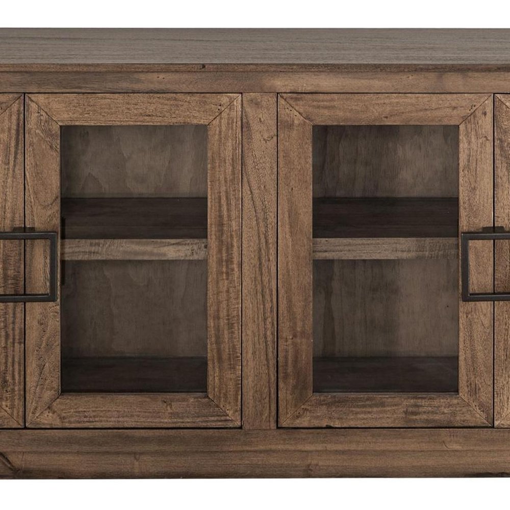 68" Brown Distressed Wood Sideboard with 4 Doors