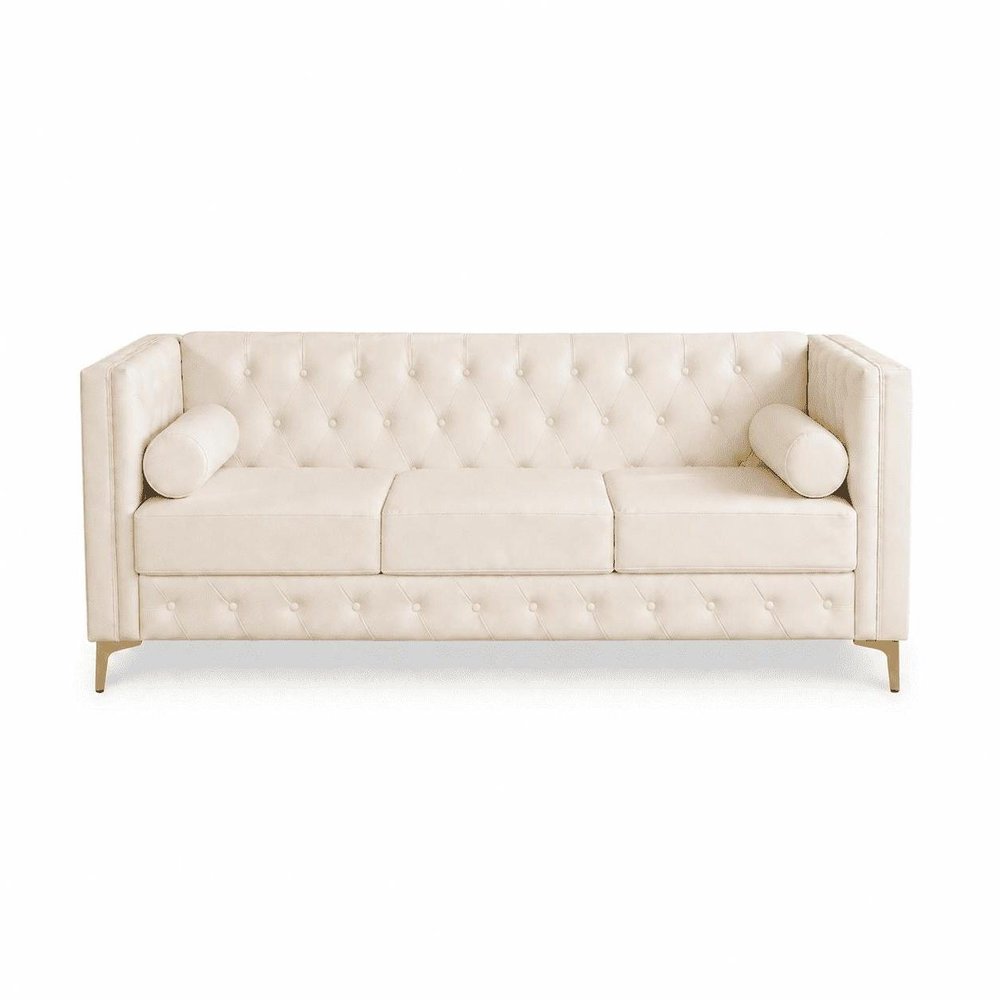 79" Faux Leather Tuxedo Sofa