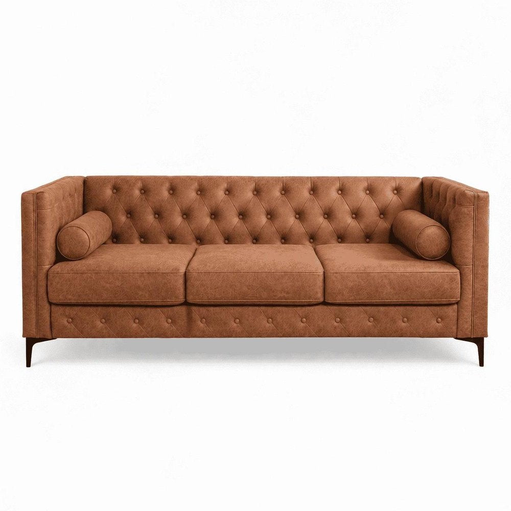 79" Faux Leather Tuxedo Sofa