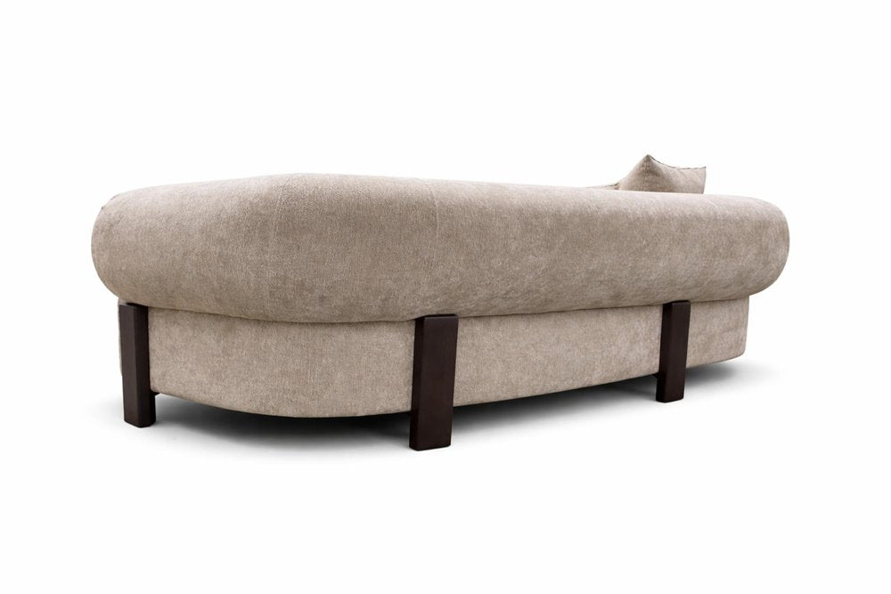 98" Taupe Curved Open Arm Sofa