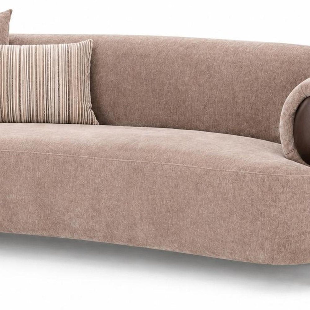 77" Taupe Curved Open Arm Loveseat