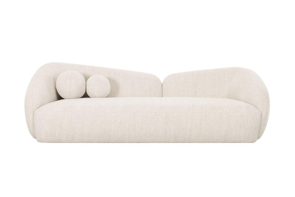 98" Cream Curved Slant Back Sofa