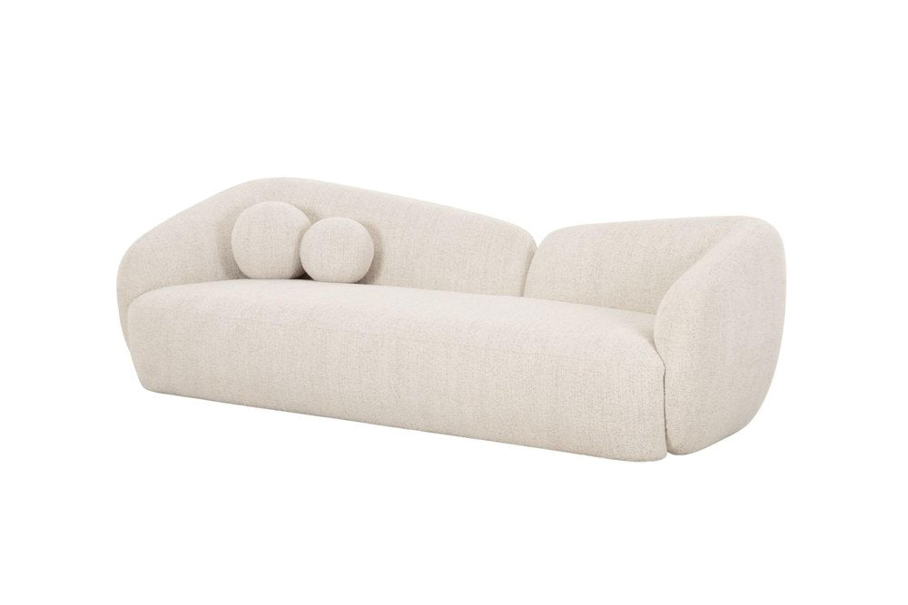 98" Cream Curved Slant Back Sofa