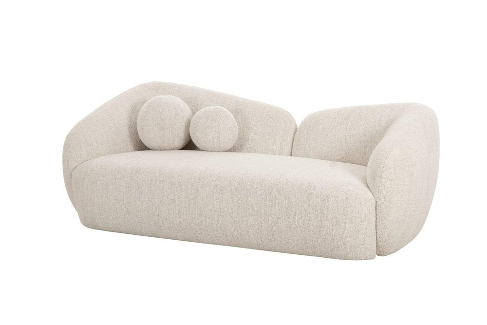 78" Cream Curved Slant Back Loveseat