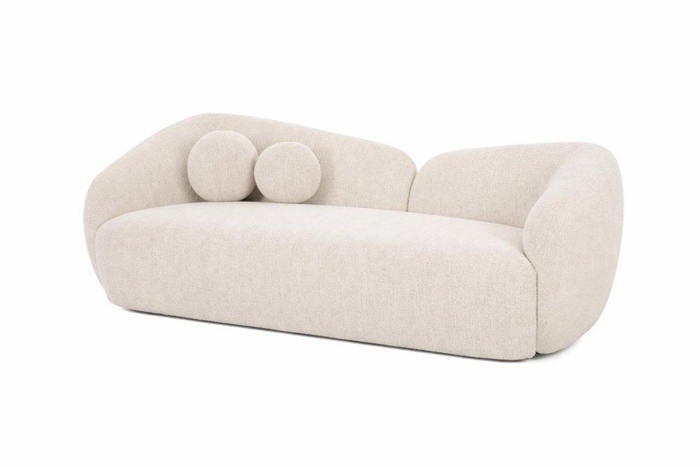 78" Cream Curved Slant Back Loveseat