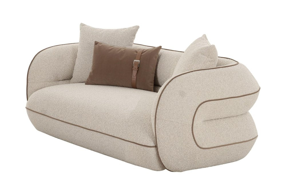 75" Beige Curved Foam Loveseat