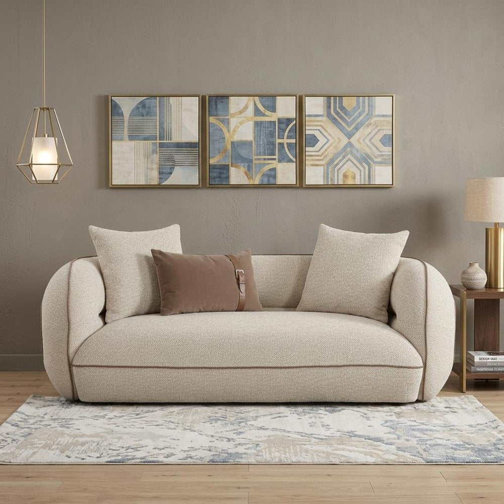 75" Beige Curved Foam Loveseat