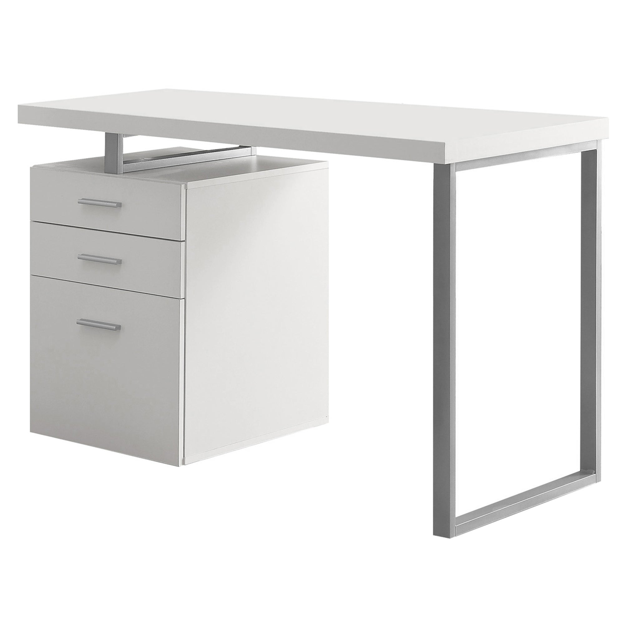 24" Silver Rectangular Computer Desk With Three Drawers-0