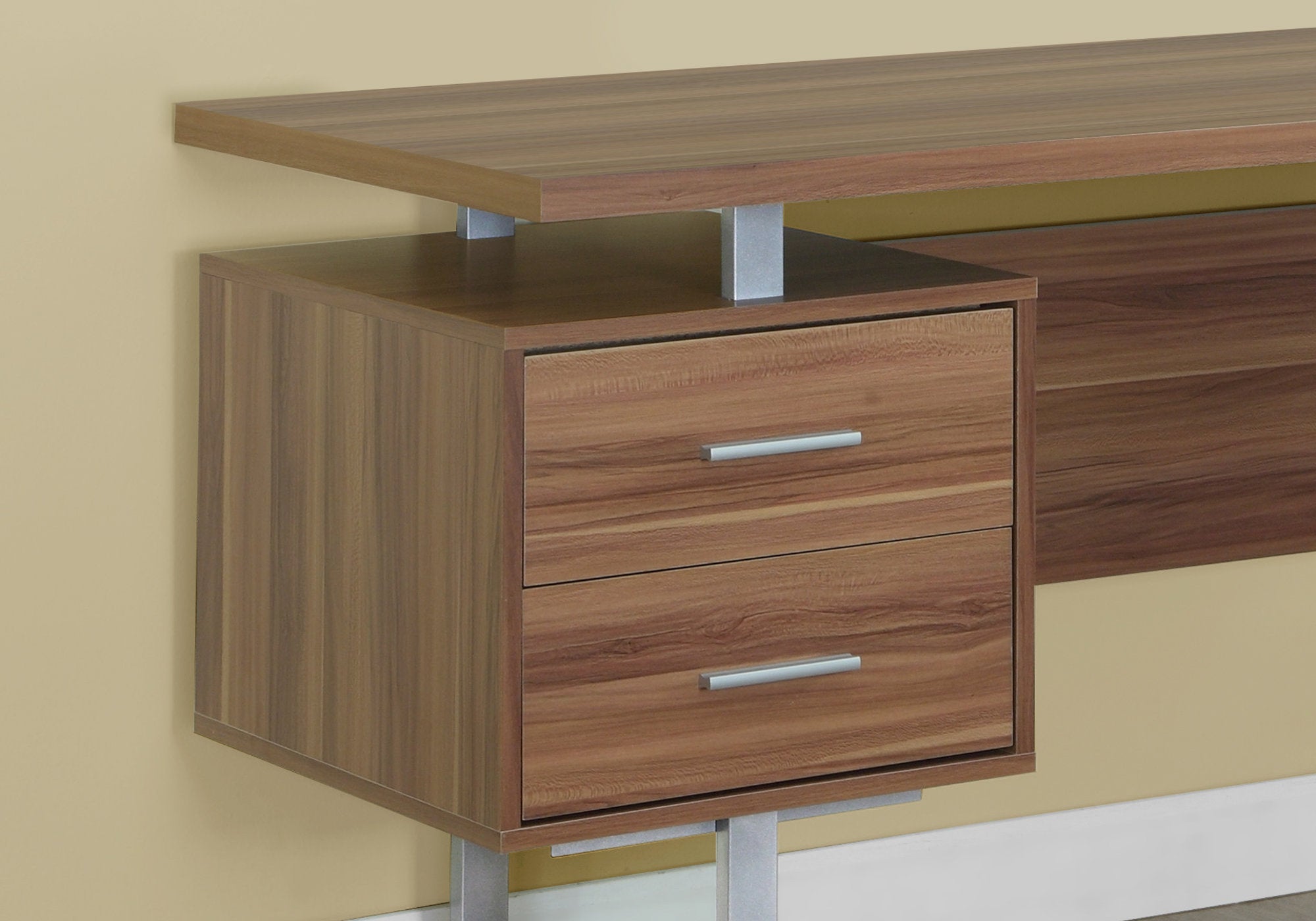 24" Walnut Rectangular Computer Desk With Three Drawers-1