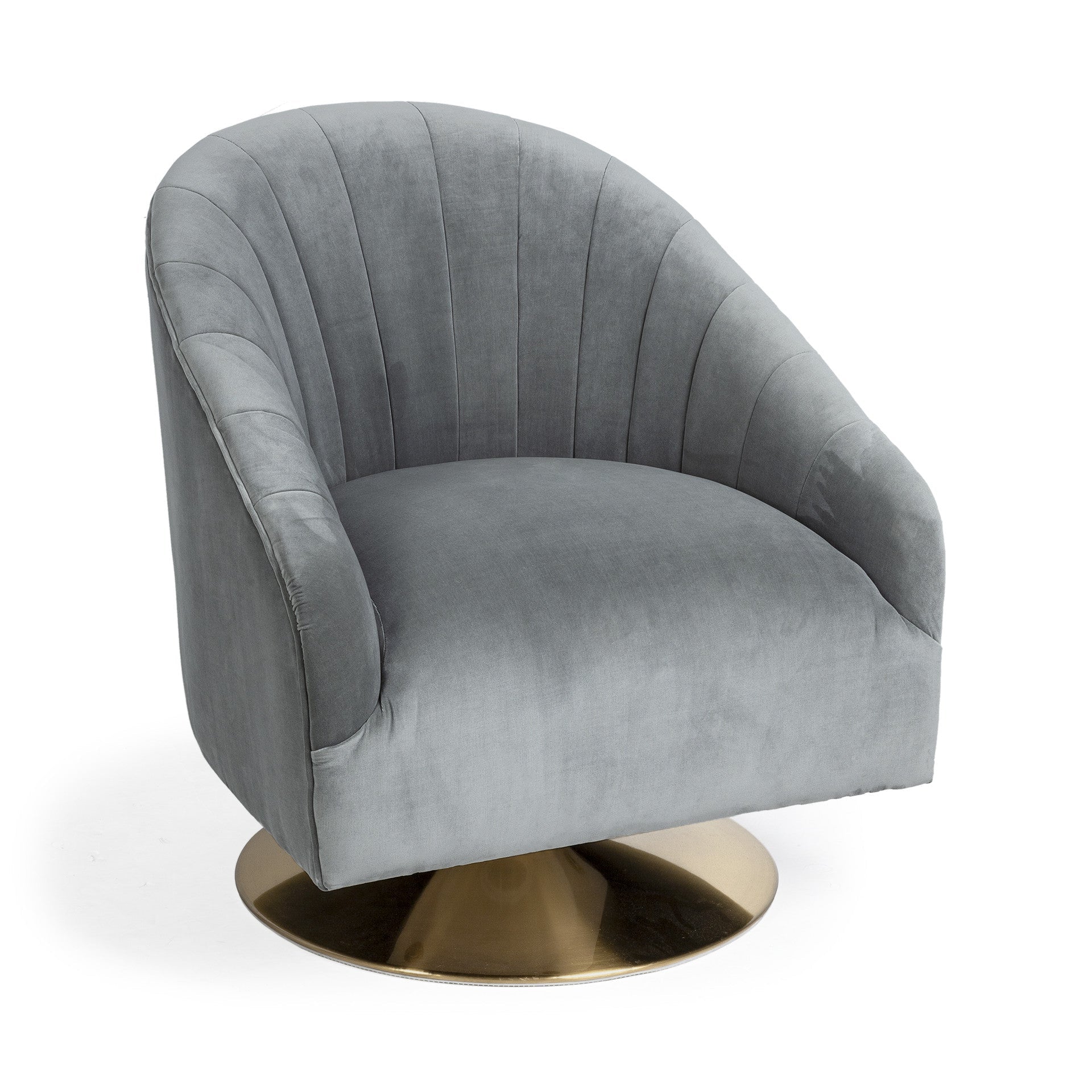 29" Gray and Copper Art Deco Swivel Accent Chair