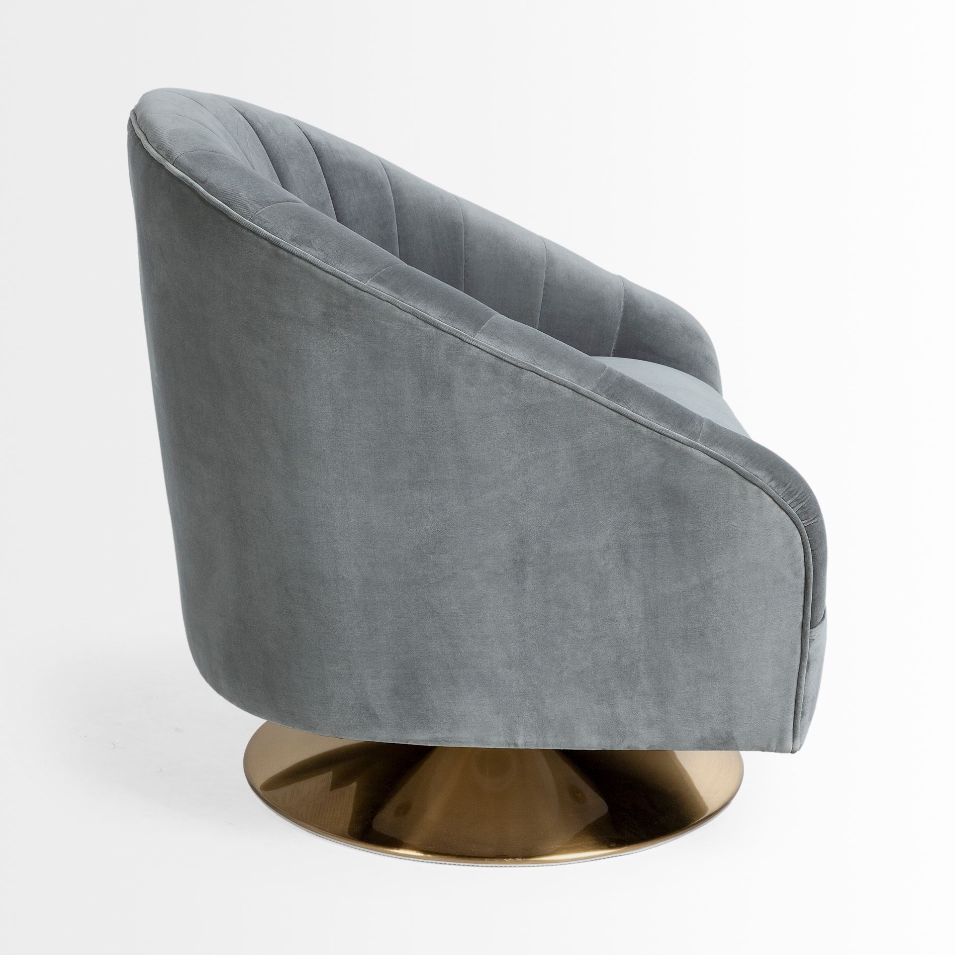 29" Gray and Copper Art Deco Swivel Accent Chair