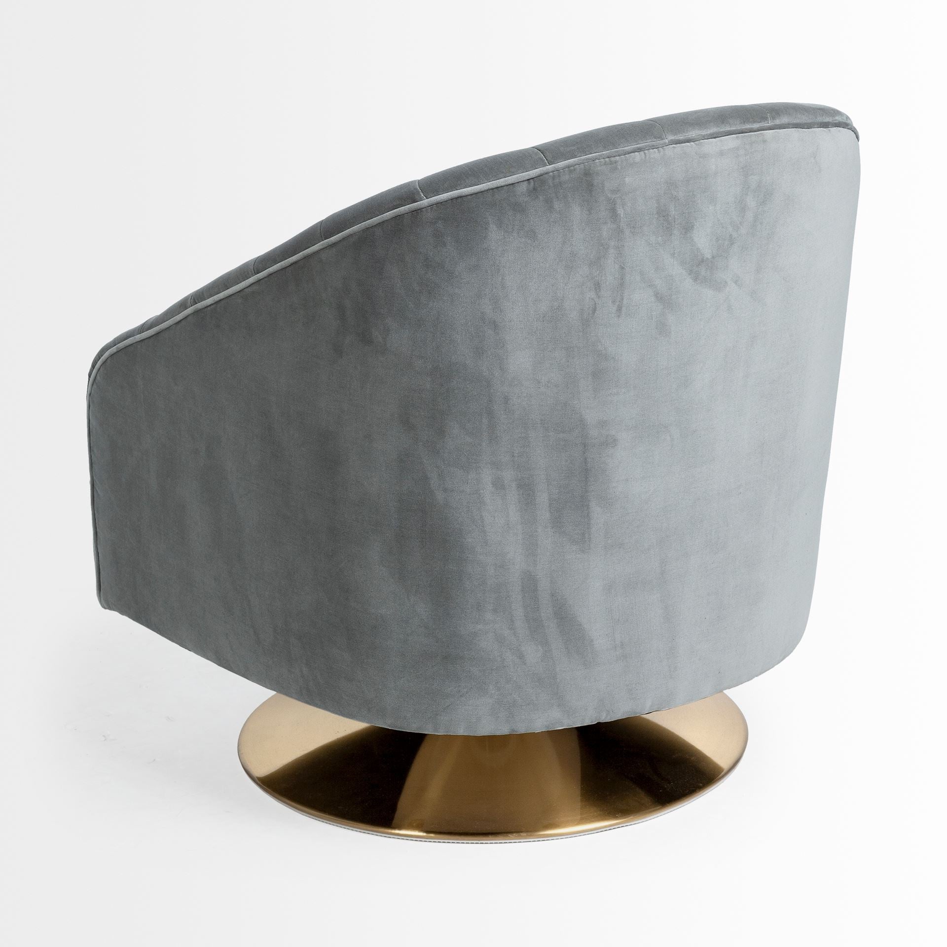 29" Gray and Copper Art Deco Swivel Accent Chair