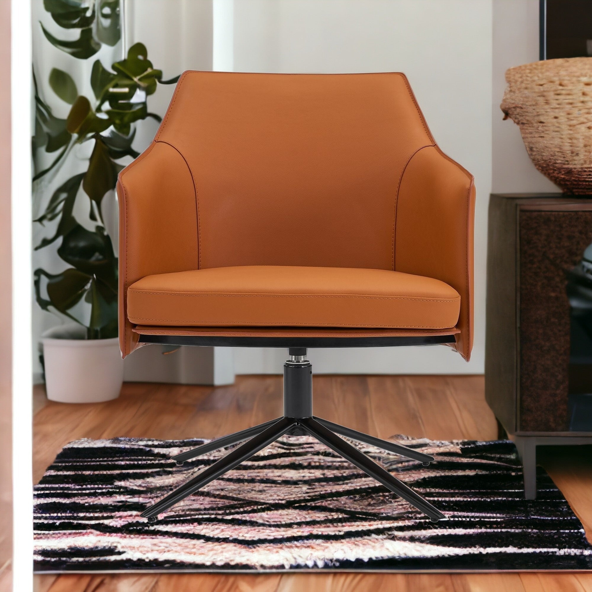 26" Faux Leather Spider Leg Swivel Chair