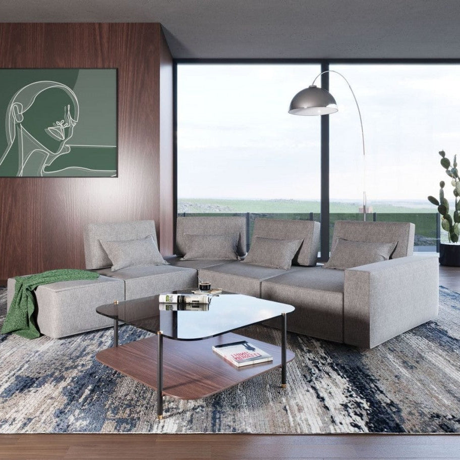 115" Gray L-Shaped Modular Sofa