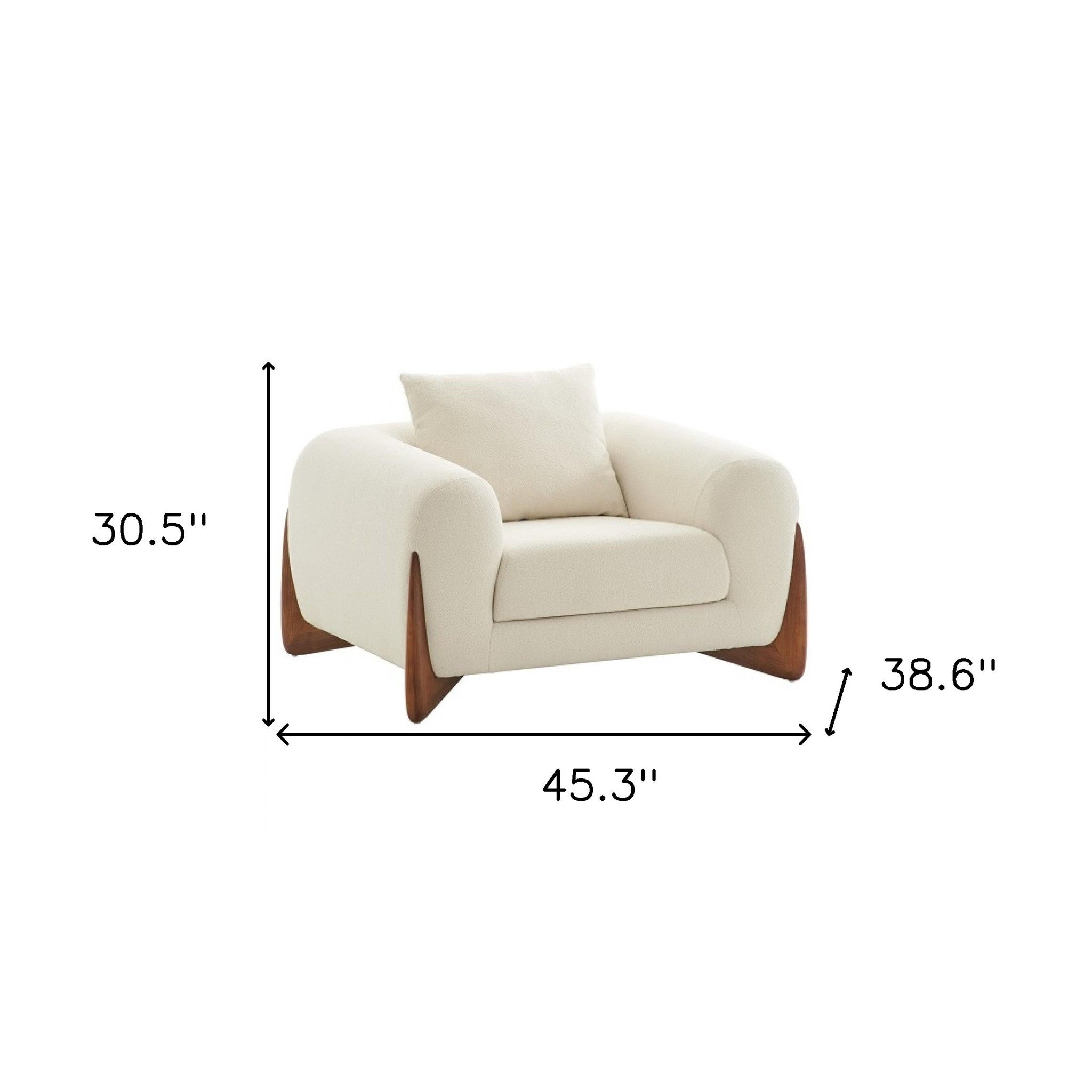45" Cream Modern Round Arm Chair