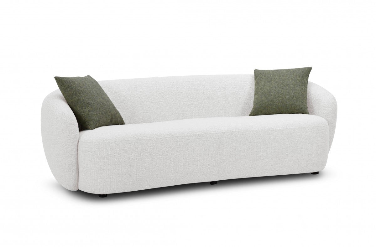 90" White Curved Modern Sofa