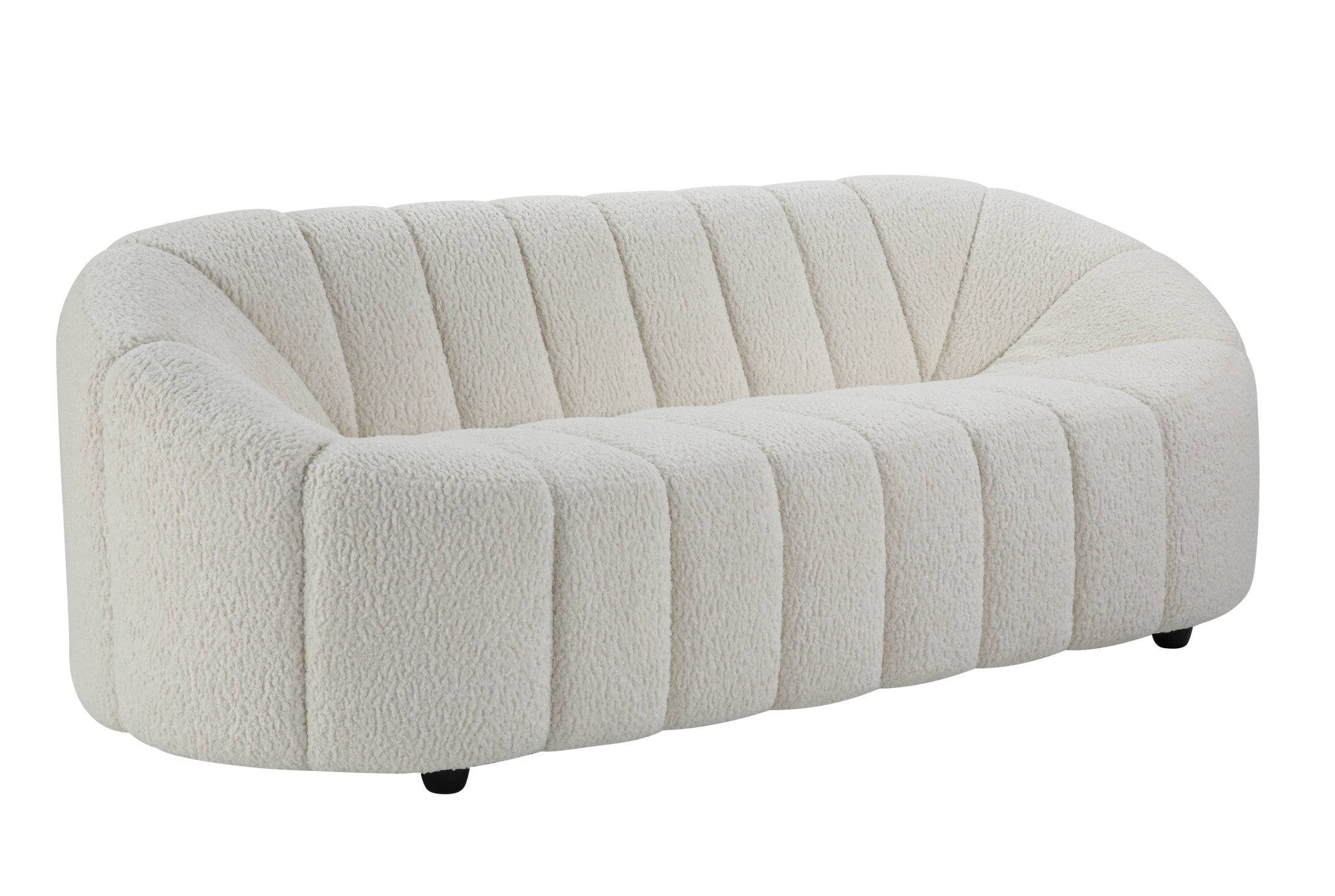 84" White Indented Modern Sherpa Sofa