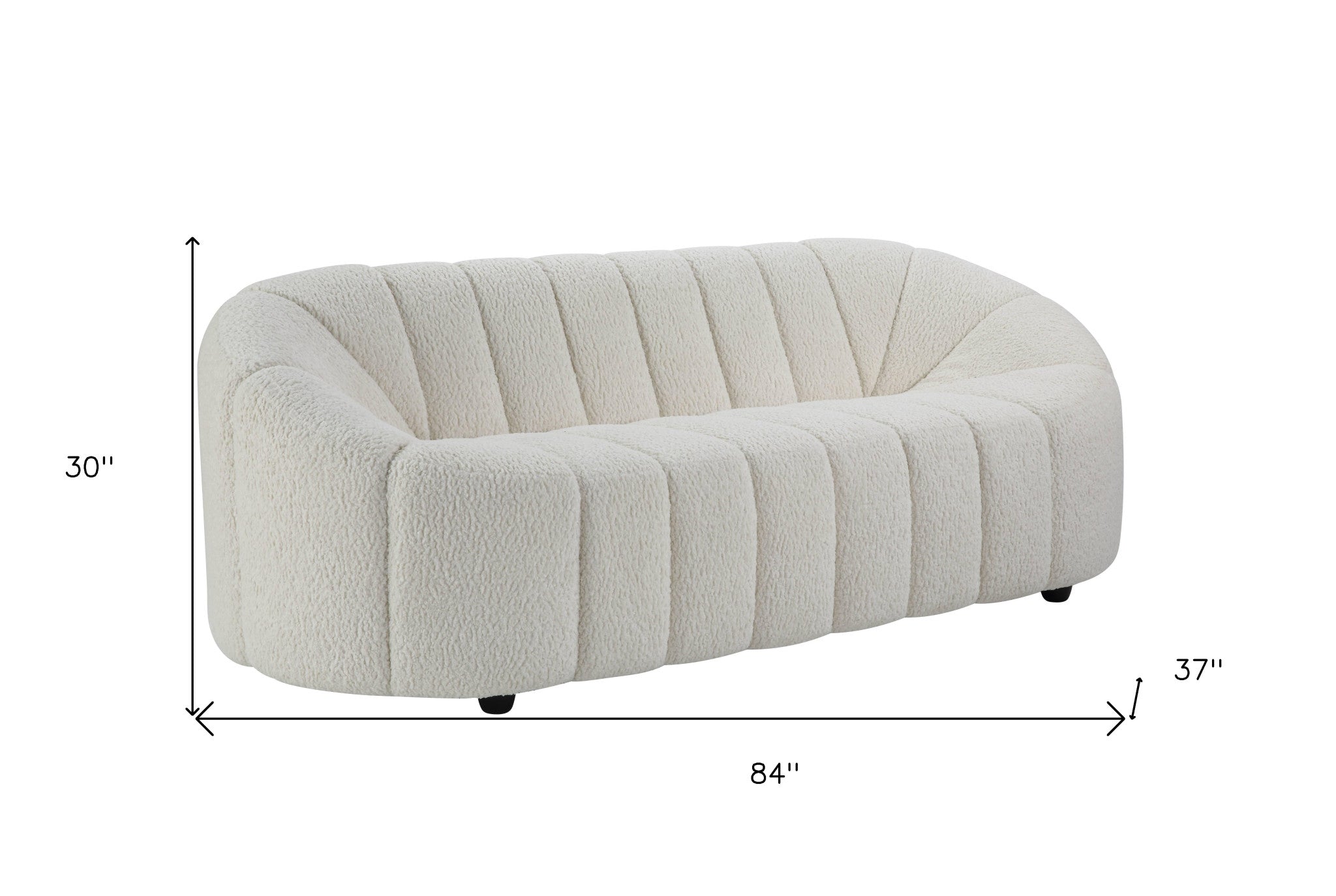 84" White Indented Modern Sherpa Sofa