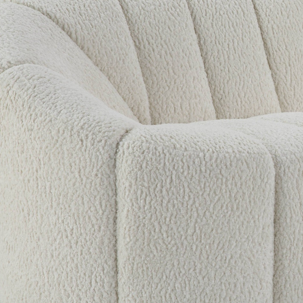 84" White Indented Modern Sherpa Sofa