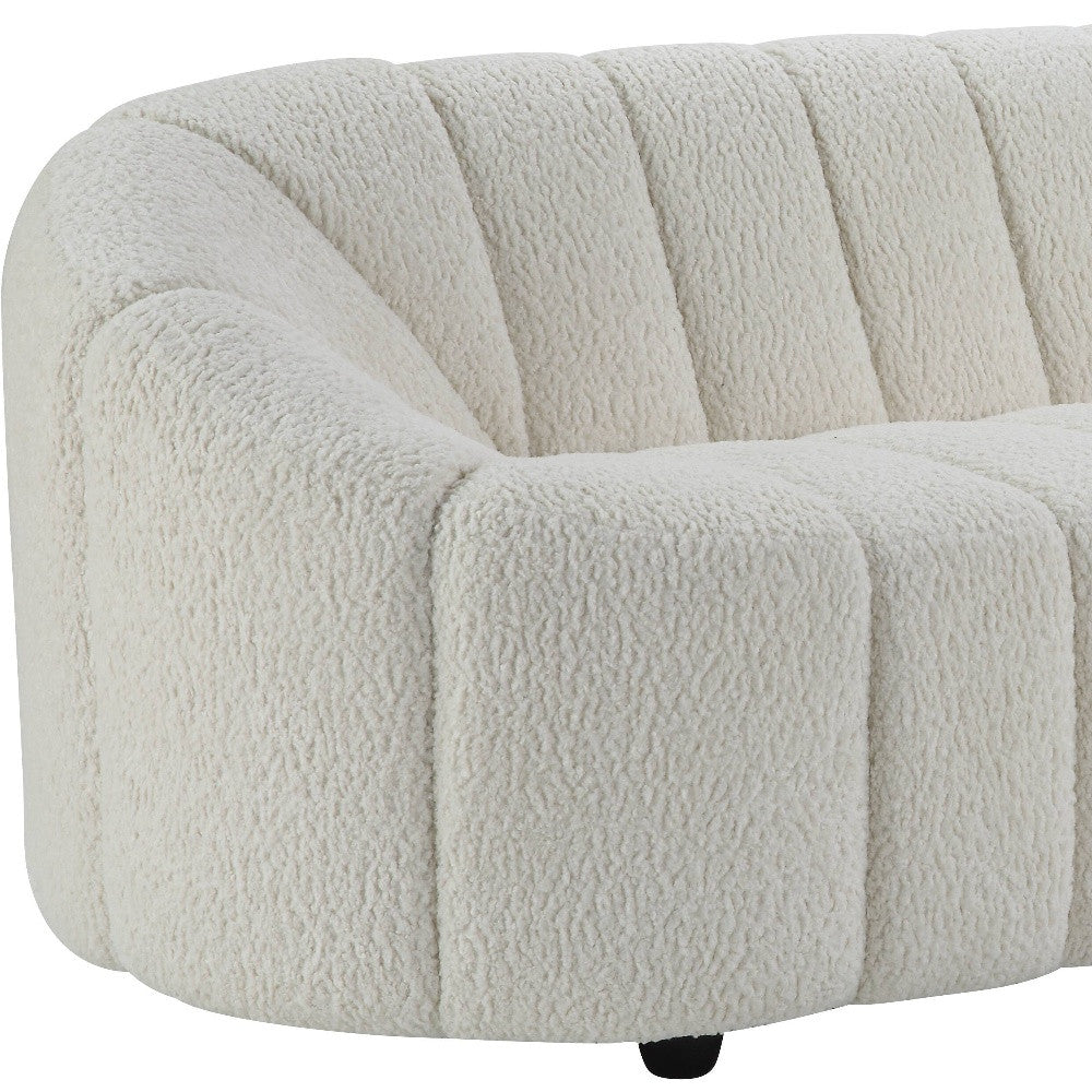 84" White Indented Modern Sherpa Sofa
