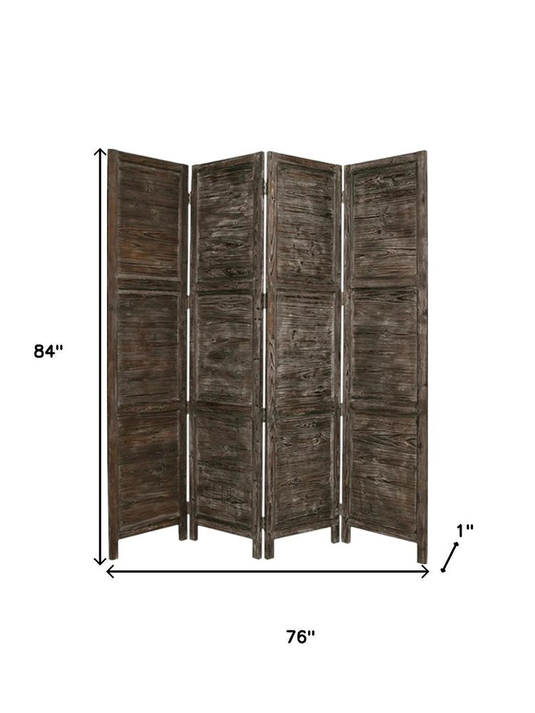 84" Wood Folding Four Panel Room Divider