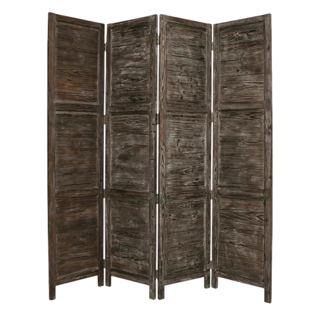 84" Wood Folding Four Panel Room Divider