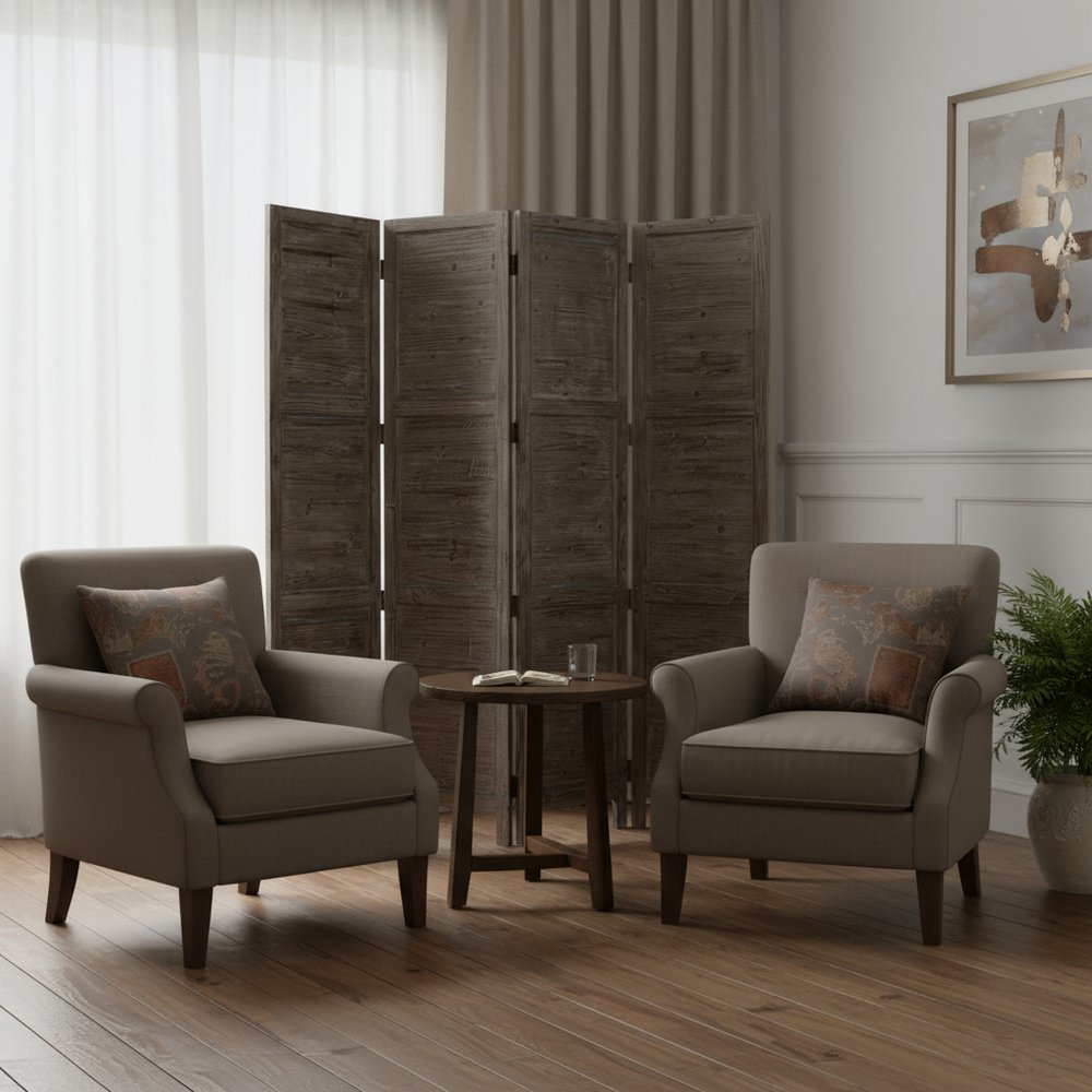 84" Wood Folding Four Panel Room Divider