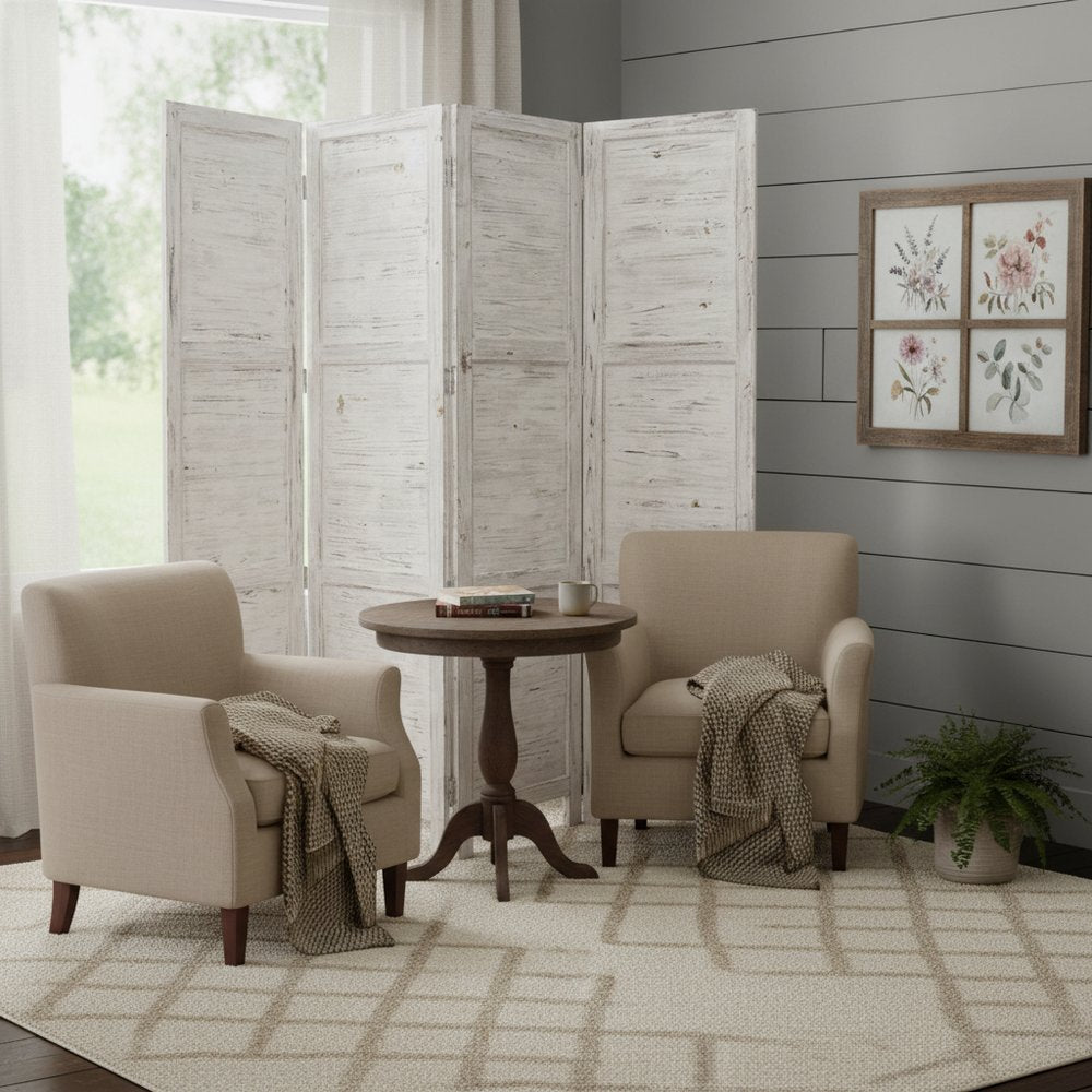 84" Wood Folding Four Panel Room Divider
