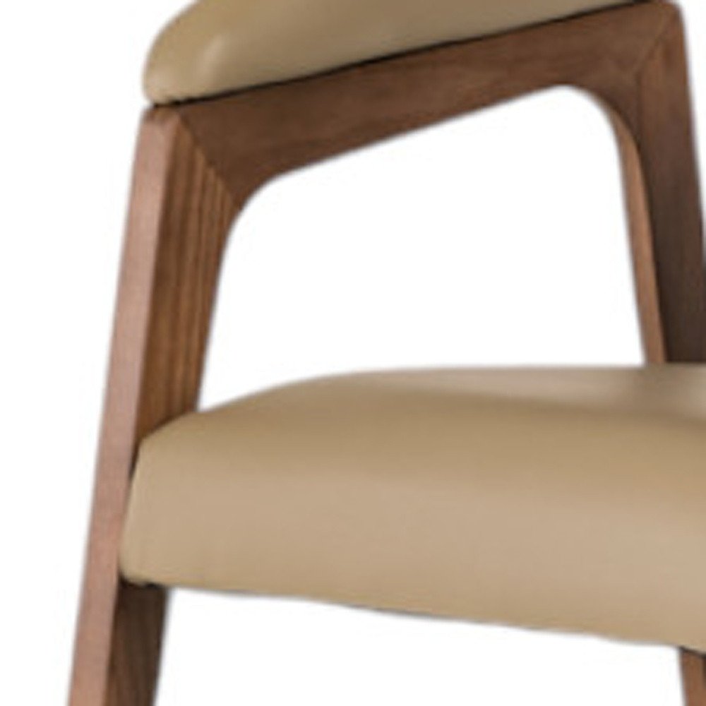 24" Taupe Faux Leather Curved Dining Chair
