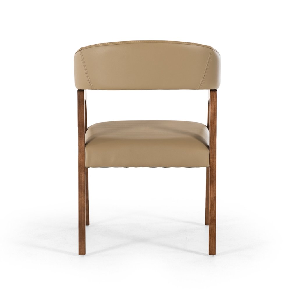 24" Taupe Faux Leather Curved Dining Chair