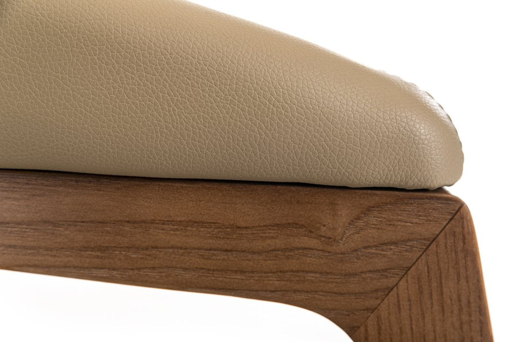 24" Taupe Faux Leather Curved Dining Chair