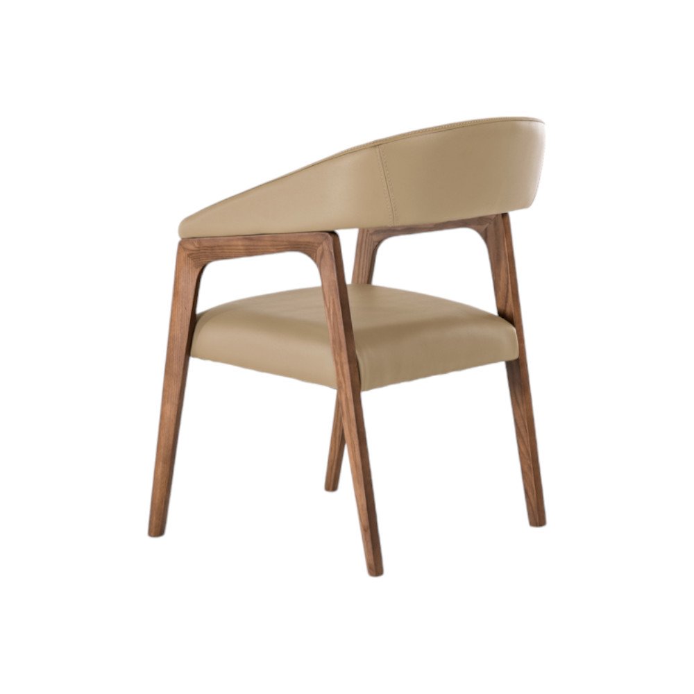 24" Taupe Faux Leather Curved Dining Chair