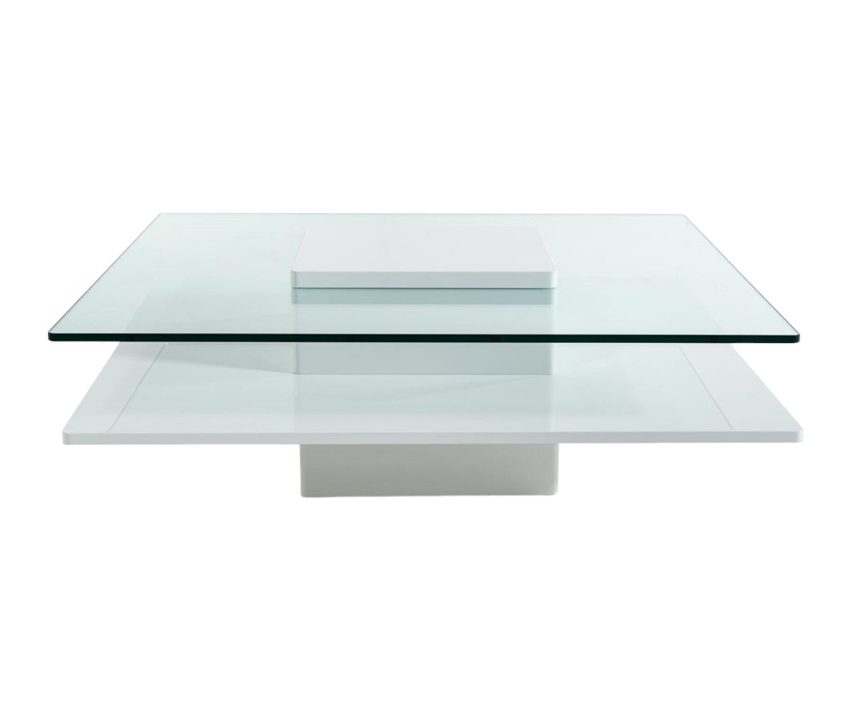 39" White Wood and Glass Multi-Platform Table