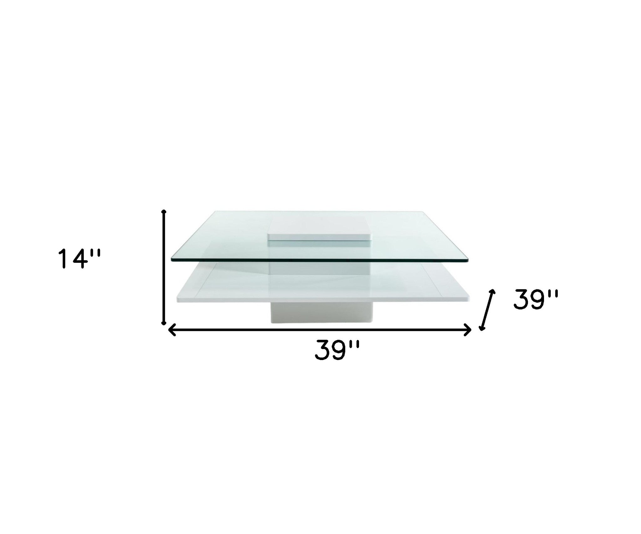 39" White Wood and Glass Multi-Platform Table