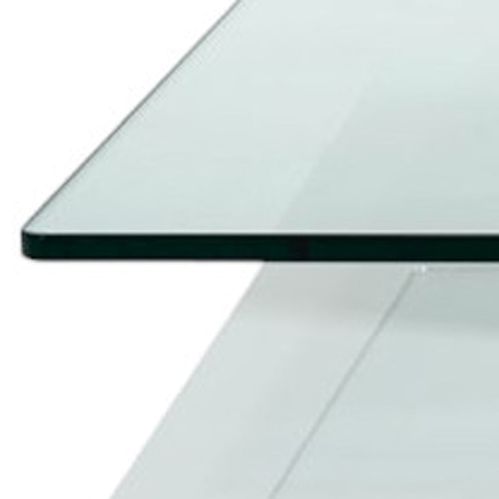 39" White Wood and Glass Multi-Platform Table