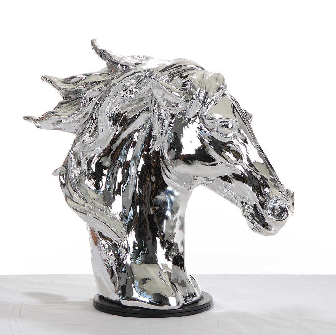 25" Silver Horse Head Sculpture