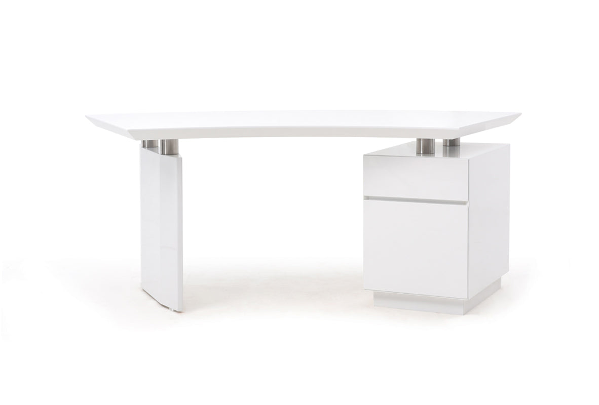 59" White Steel Executive Desk