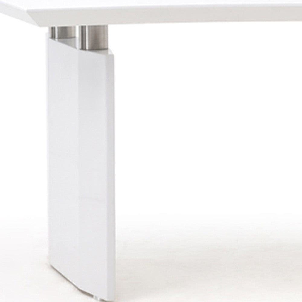 59" White Steel Executive Desk