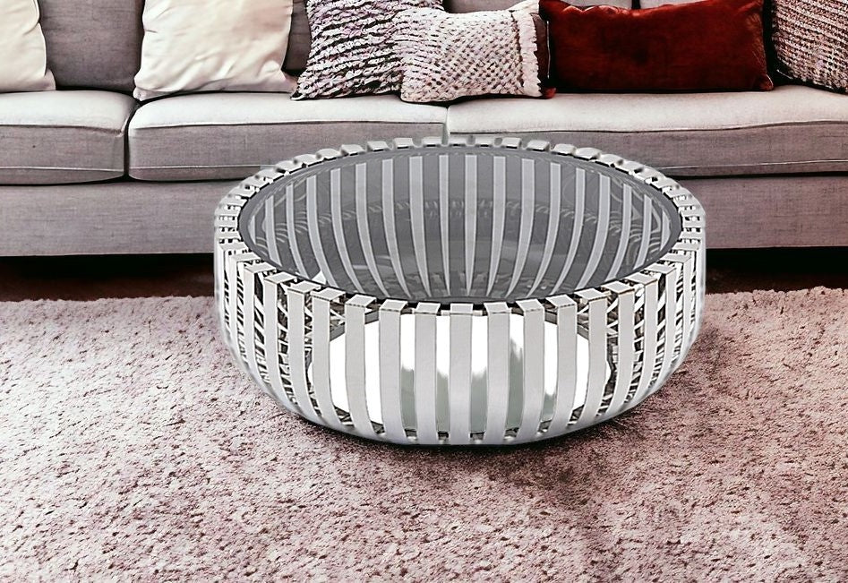 39" Silver Spoke Steel Coffee Table