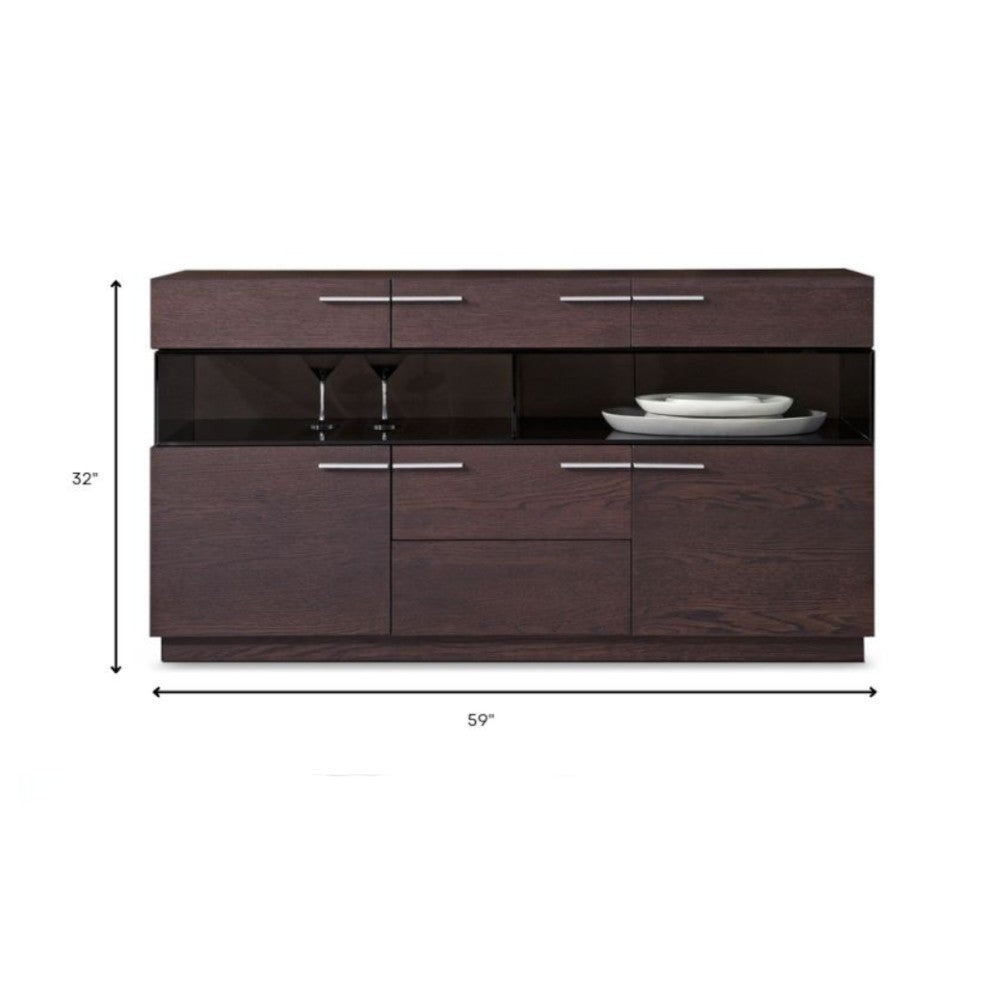 59" Brown Contemporary Sideboard