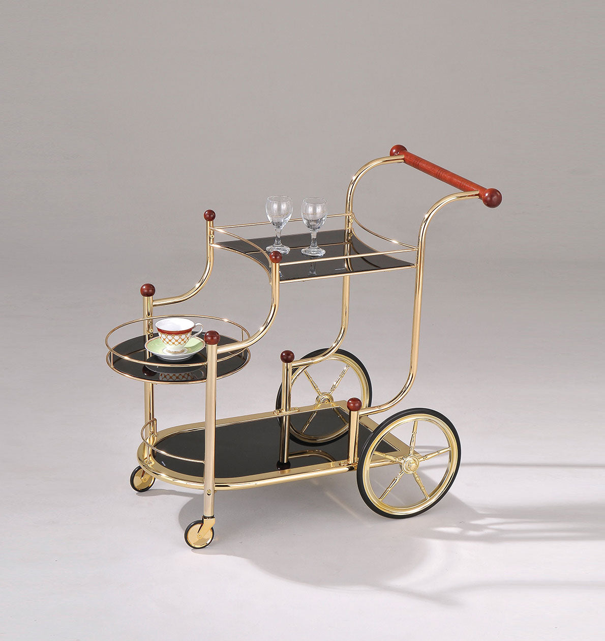 38" Gold and Black Serving Cart