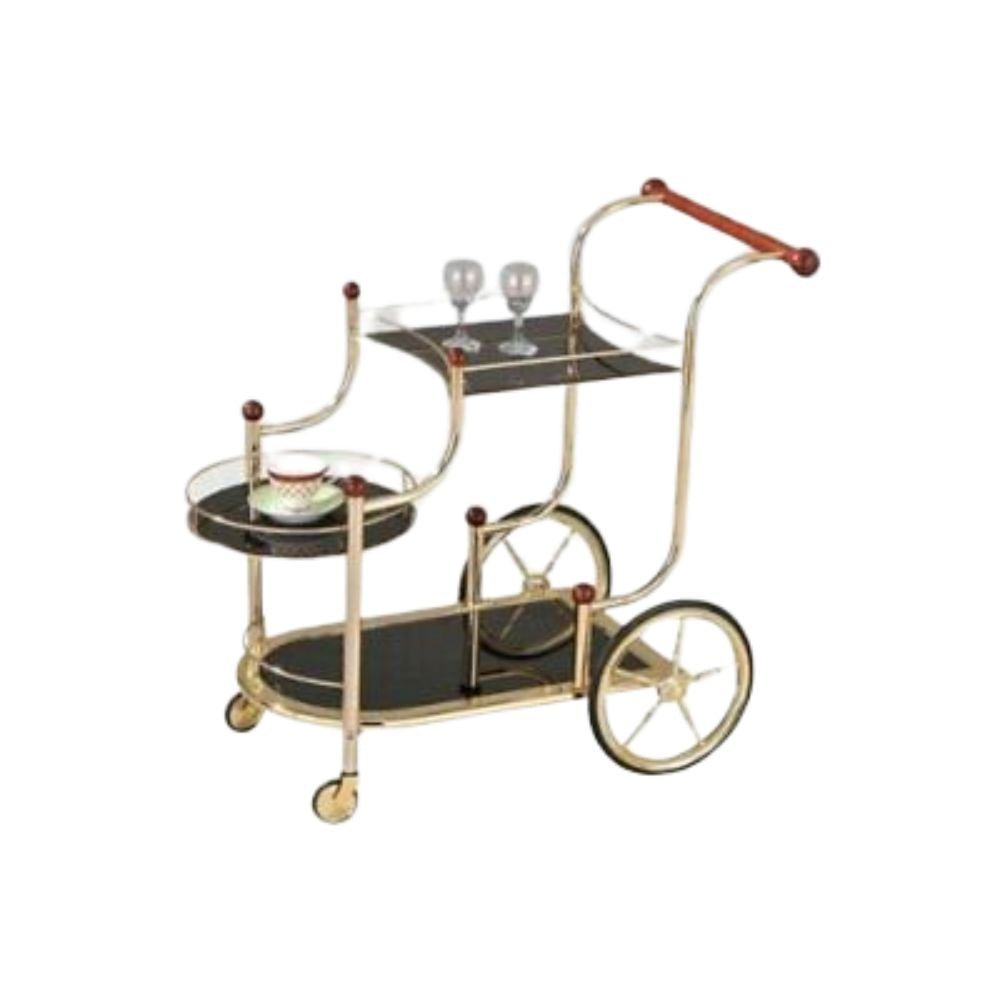 38" Gold and Black Serving Cart