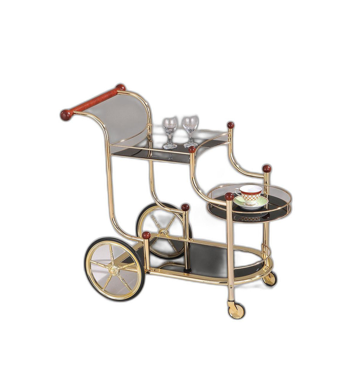 38" Gold and Black Serving Cart