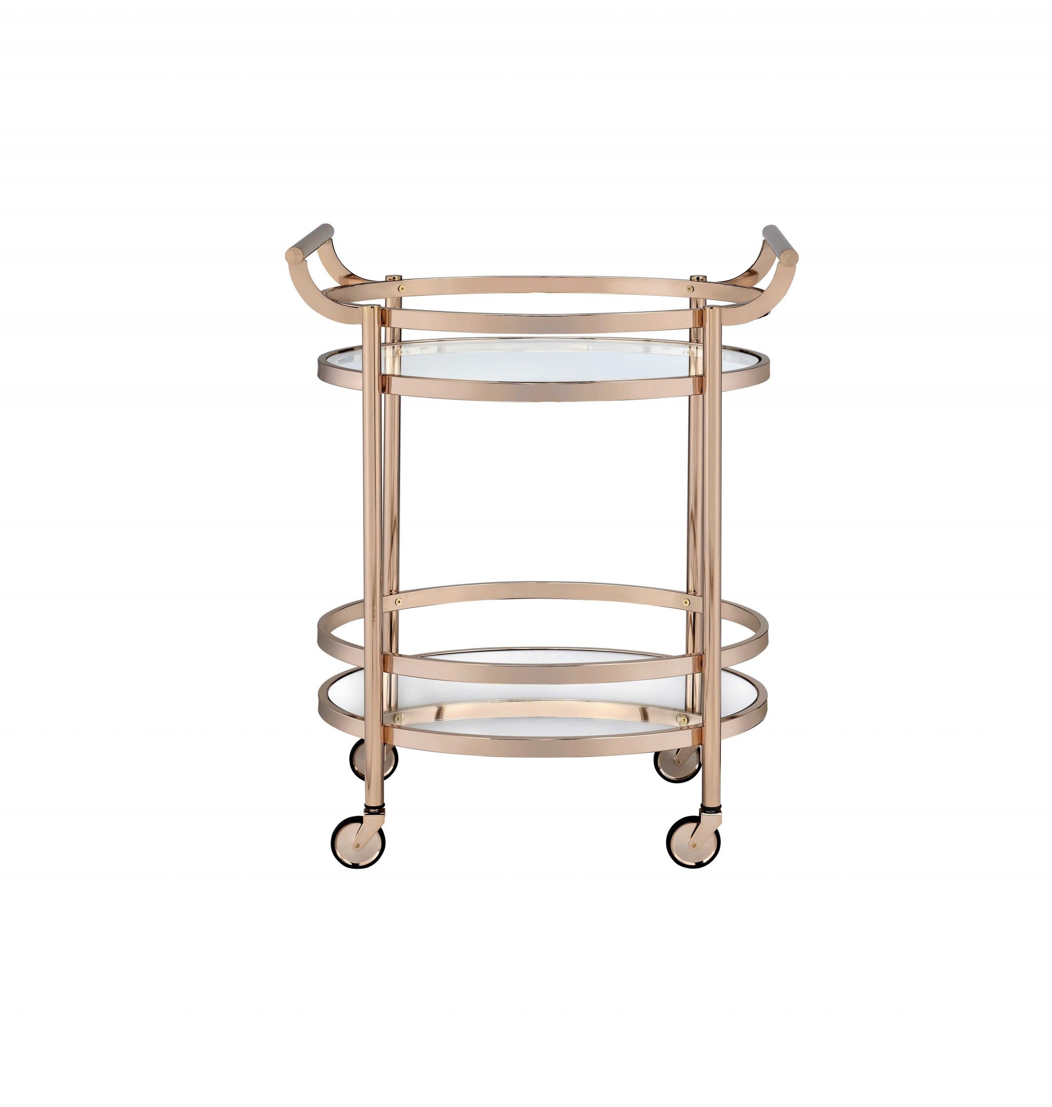 27" Rose Gold Glass Serving Cart