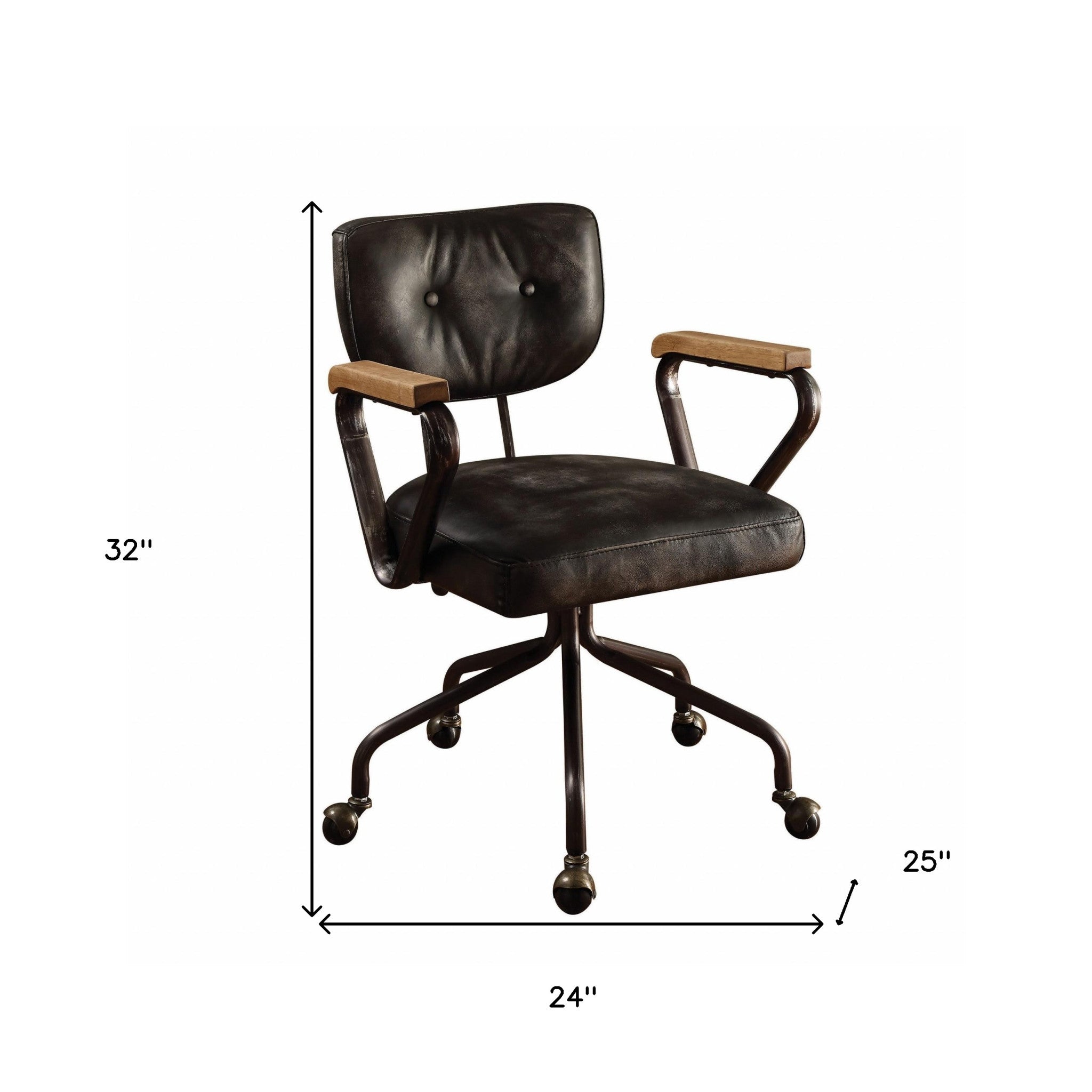 24" Leather Low Back Office Chair