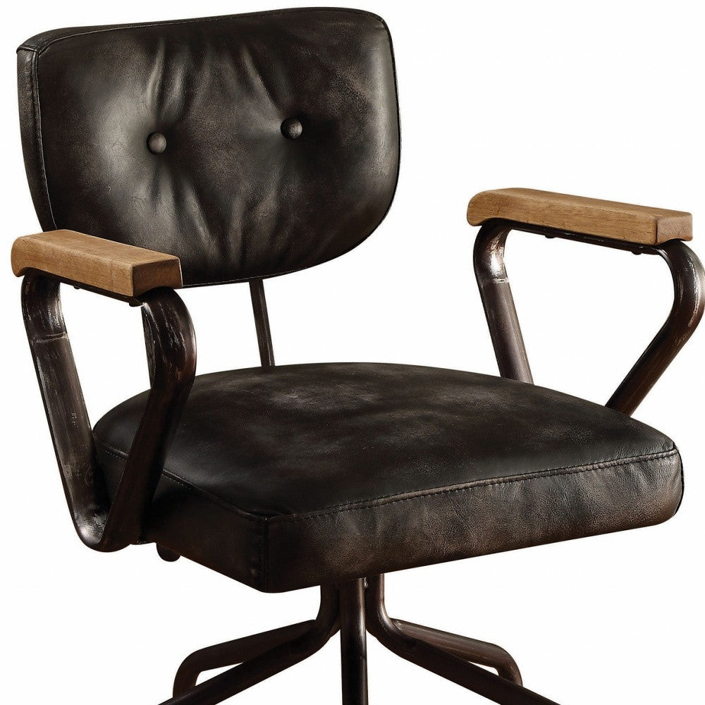 24" Leather Low Back Office Chair