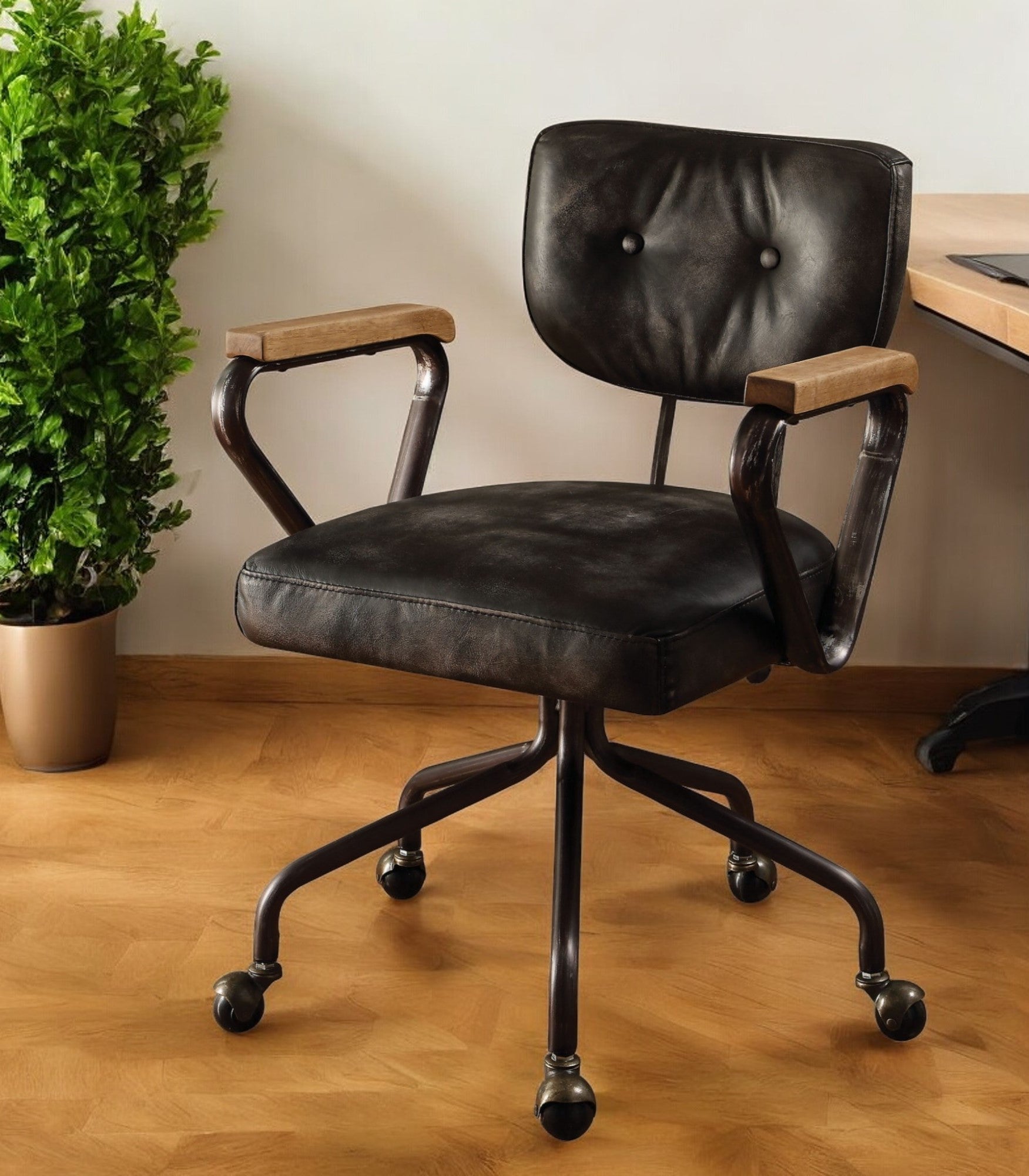 24" Leather Low Back Office Chair