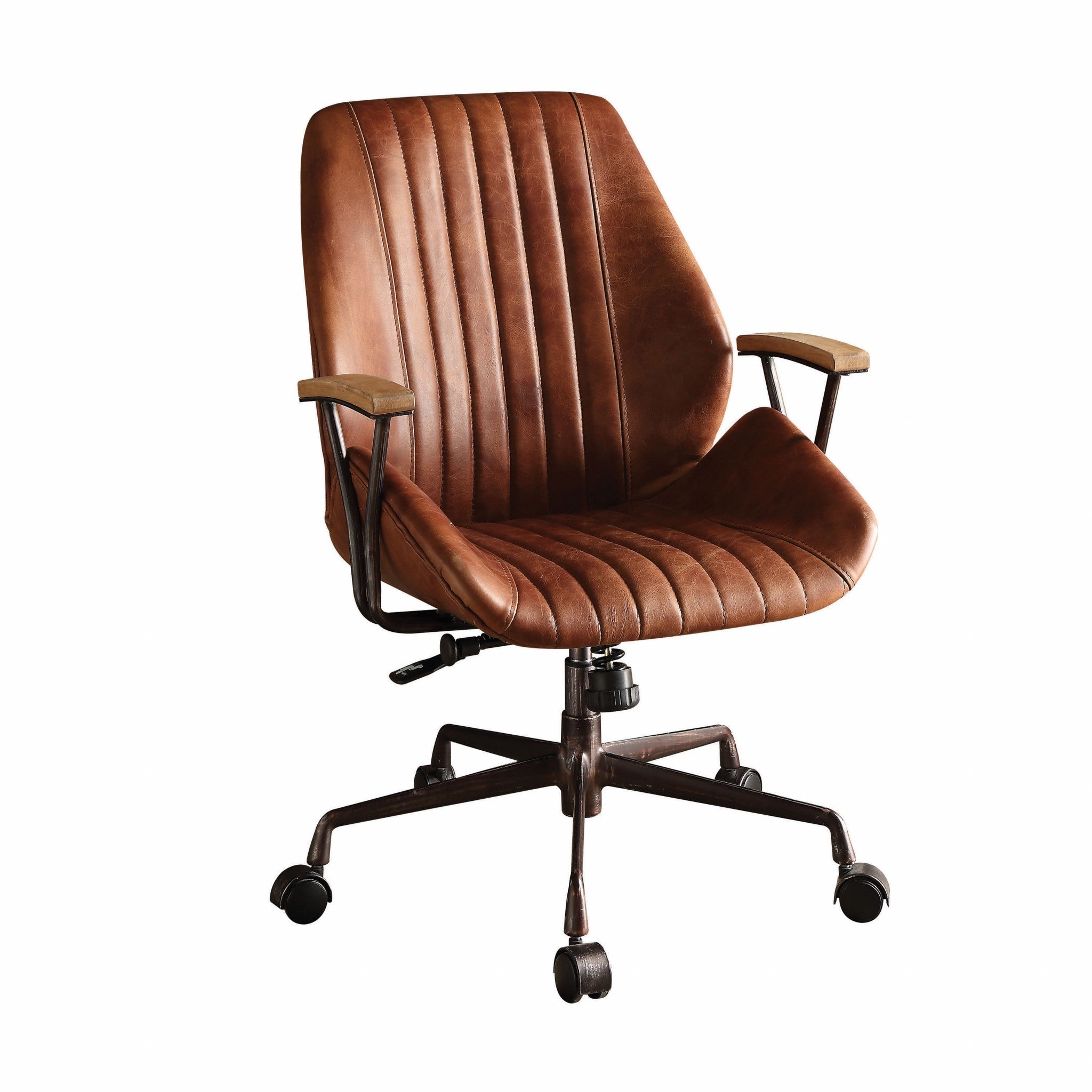 24" Brown Leather Channel Office Chair