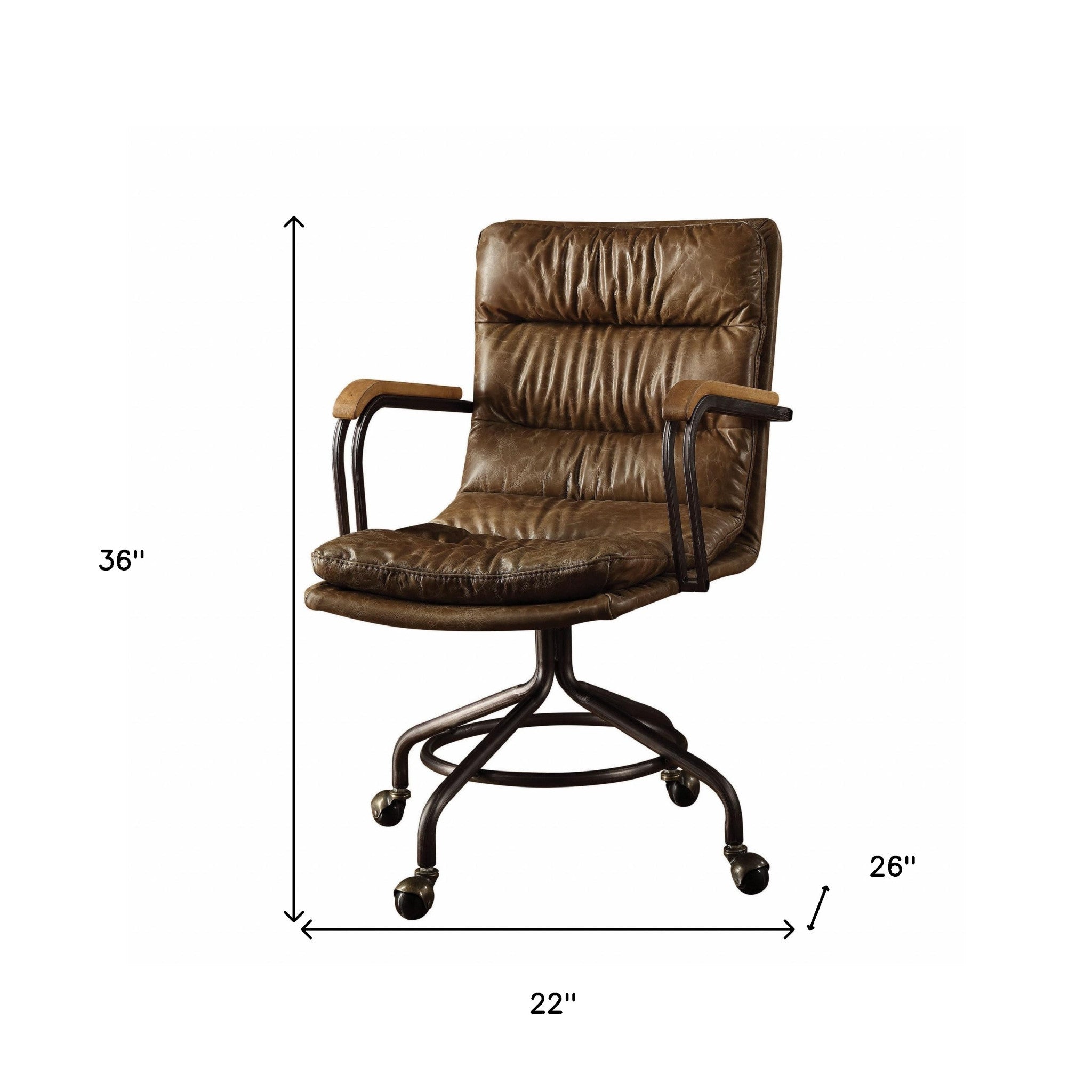 26" Genuine Leather Swivel Office Chair